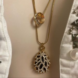 Gold & CZs Double Strand Necklace